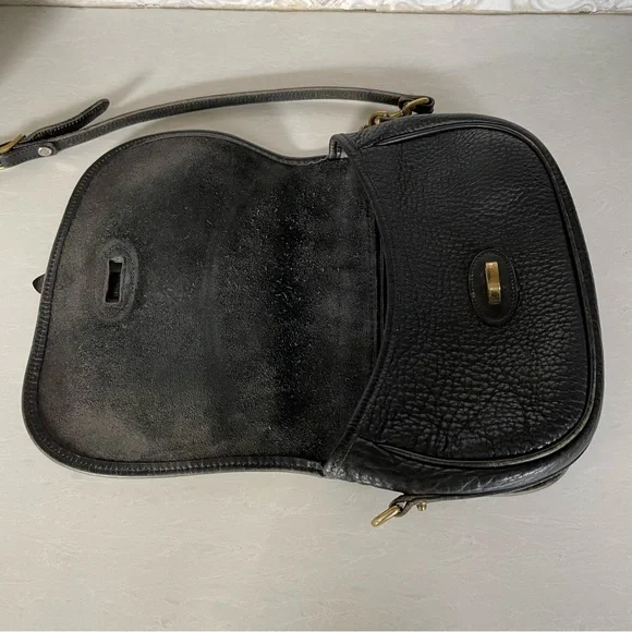 Dooney & Bourke- Vintage Black Leather Flap Crossbody Bag - Picture 5 of 11